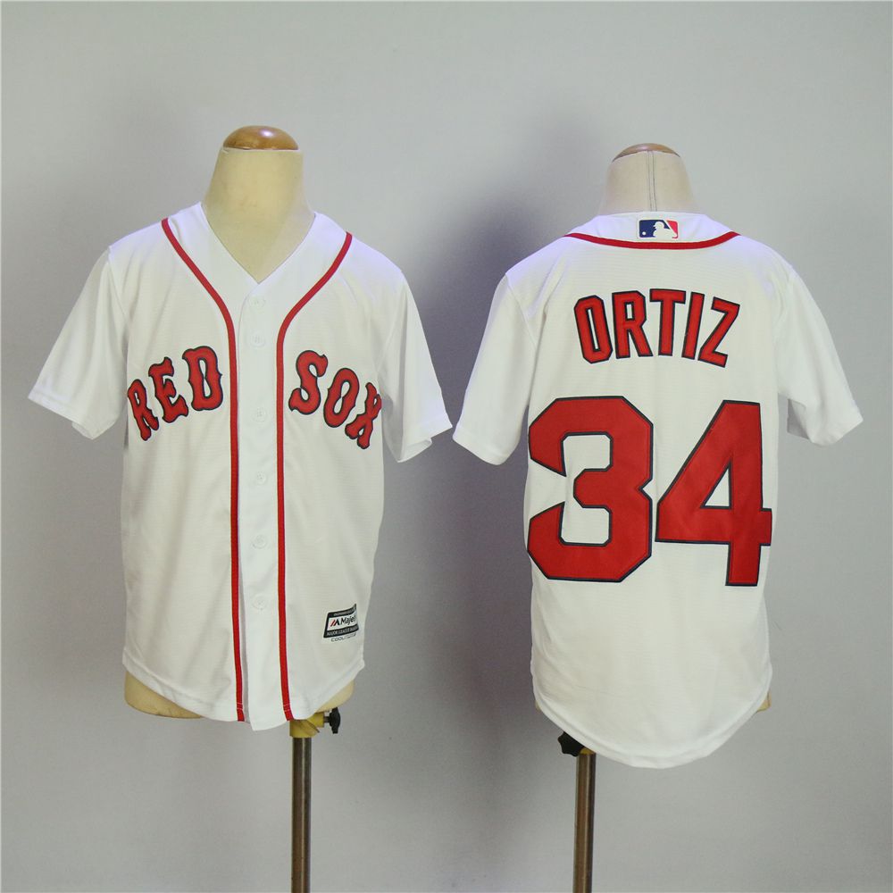 Youth Boston Red Sox #34 Ortiz White MLB Jerseys